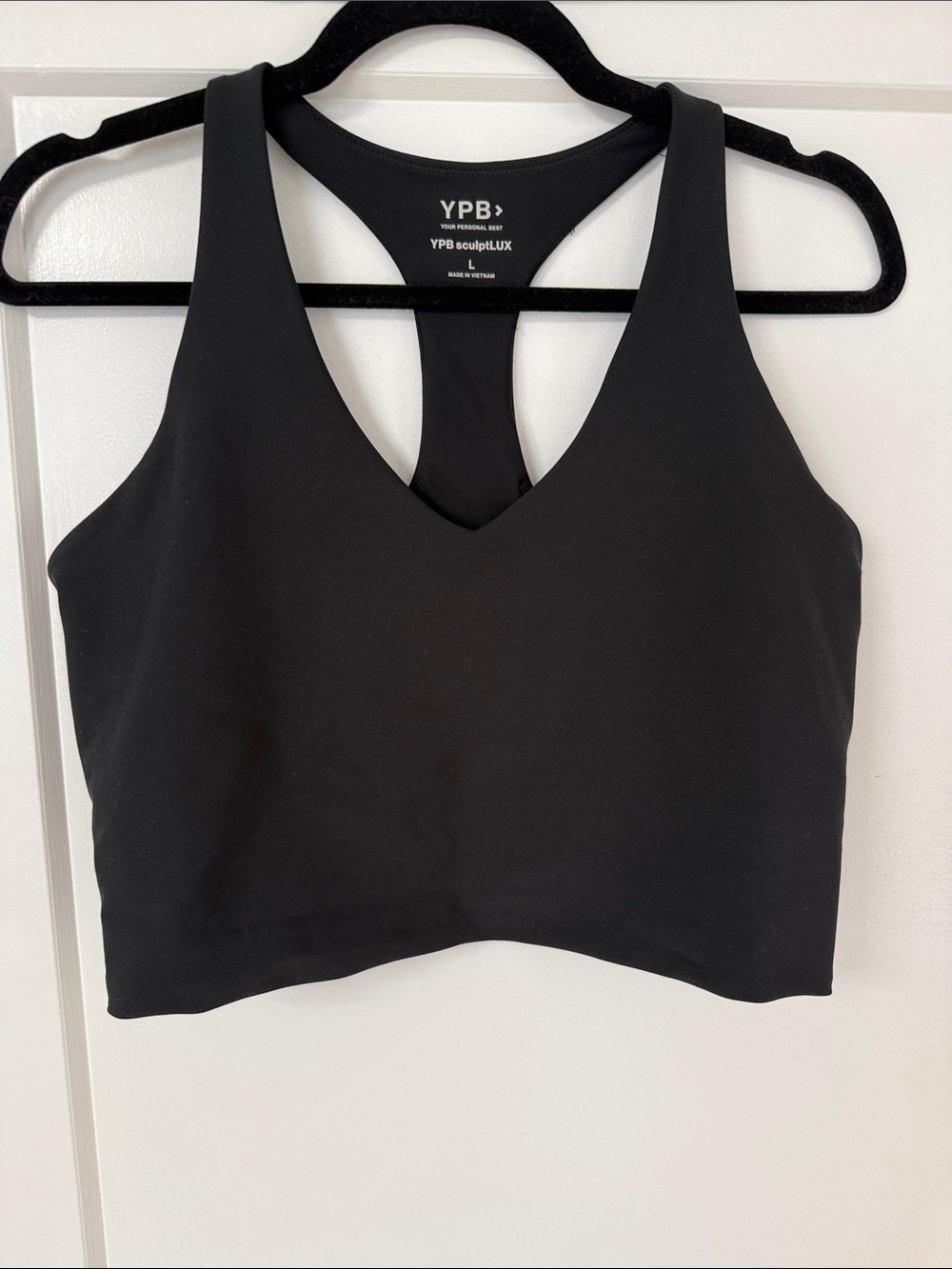 YPB SculptLUX Black V-Neck Cropped Tank